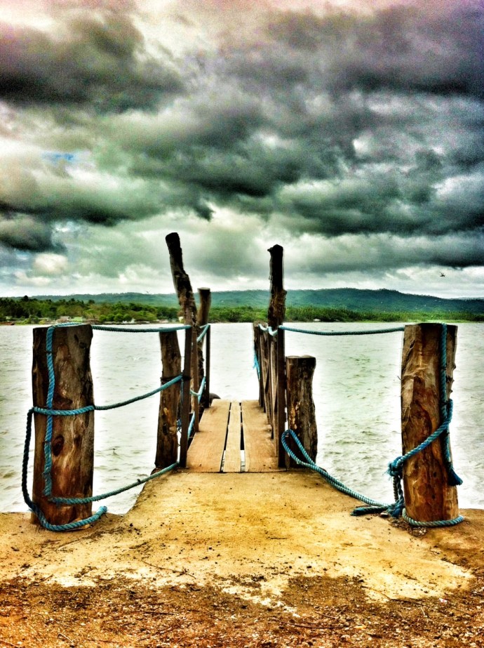 een steiger aan Taal Lake, Filipijnen
